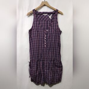 Loomstate Organic Plaid Romper Women's M Purple Preppy Academia Retro Y2K 90s